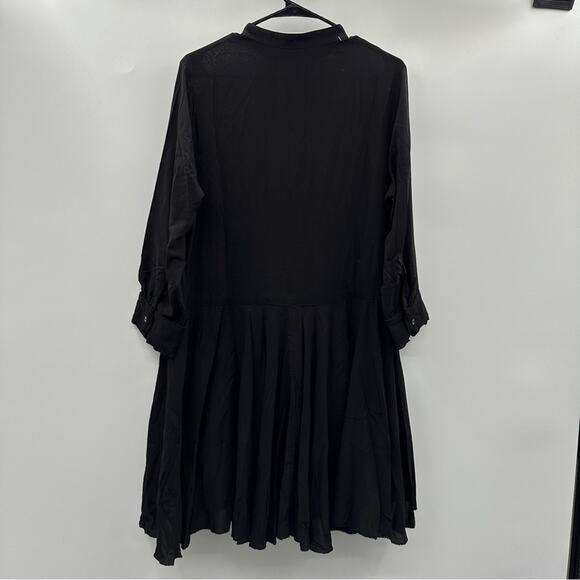 Zadig and Voltaire Ranil Black Handkerchief Hem 3/4 Sleeve‎ Button Mini Dress L - Picture 4 of 8